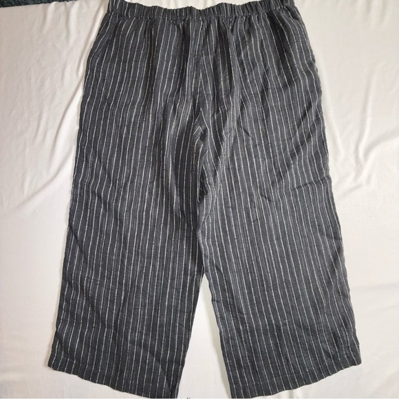 Eileen Fisher Organic Linen Crop Ankle Wide Leg Pants Women's XL Beach Strips - Picture 10 of 15